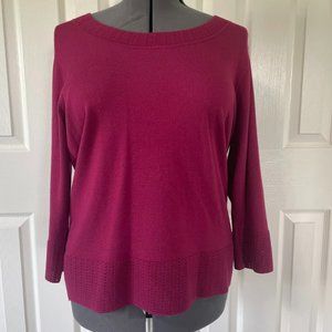 Dress Barn 3/4 Sleeve Boat Neckline Knit Top w/ Detailed Cuffs and Sleeves XL